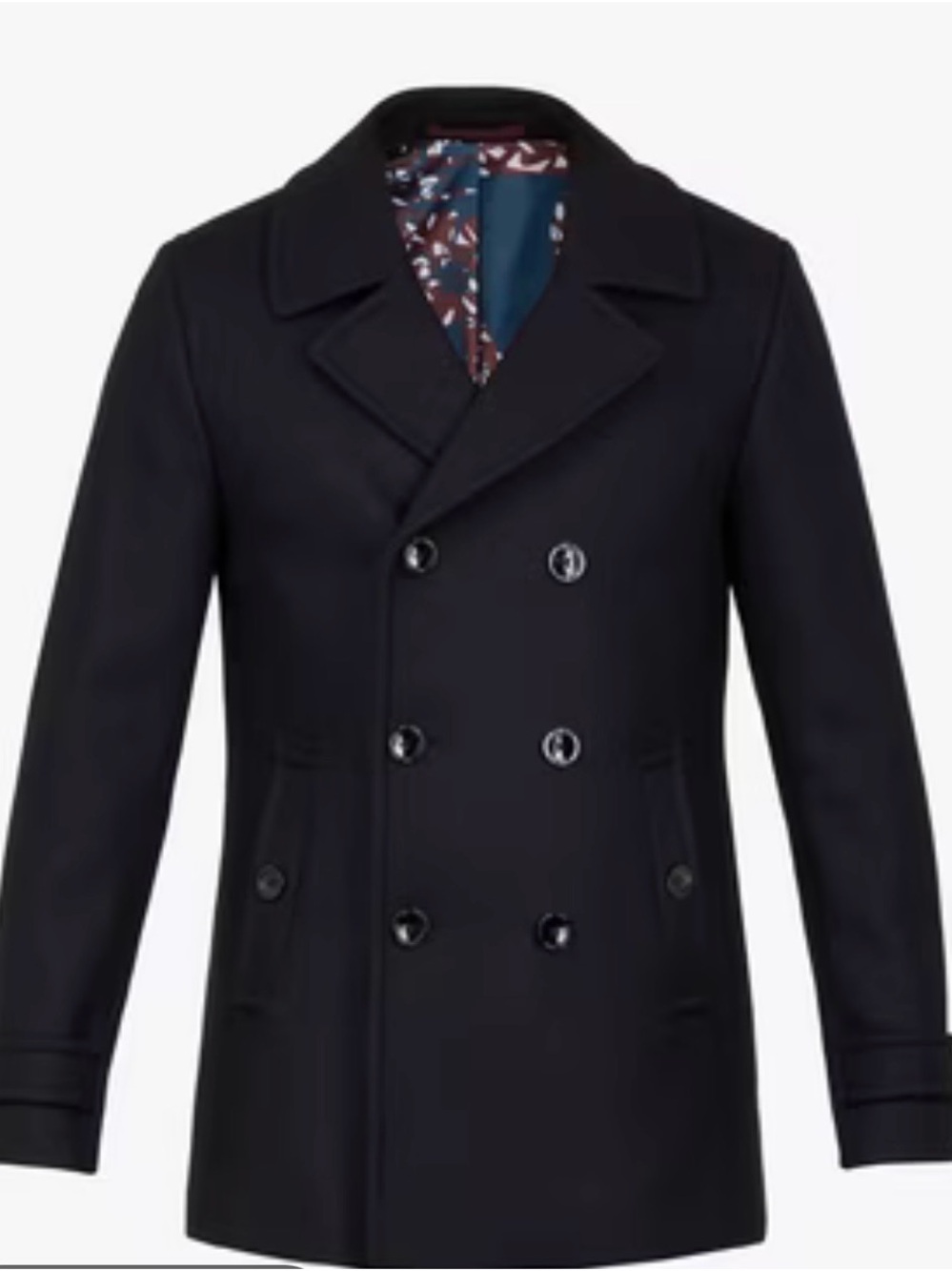 Ted Baker London Men's Double-Breasted black Peacoat size medium